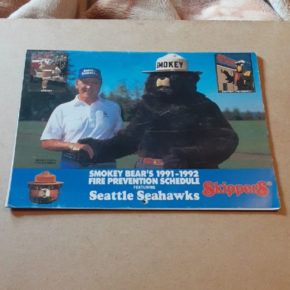 Seattle Seahawks NFL Smokey Bear Fire Prevention Schedule Calendar